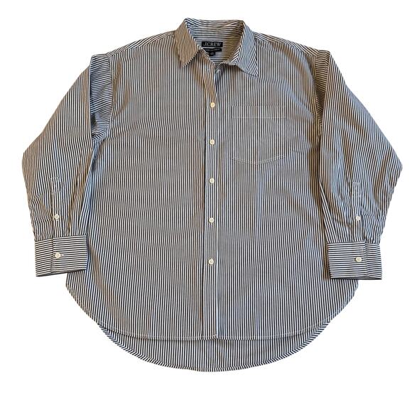 J. Crew Étienne Oversized Shirt Navy Striped Lightweight Oxford Size XS NEW NWT - Picture 4 of 12